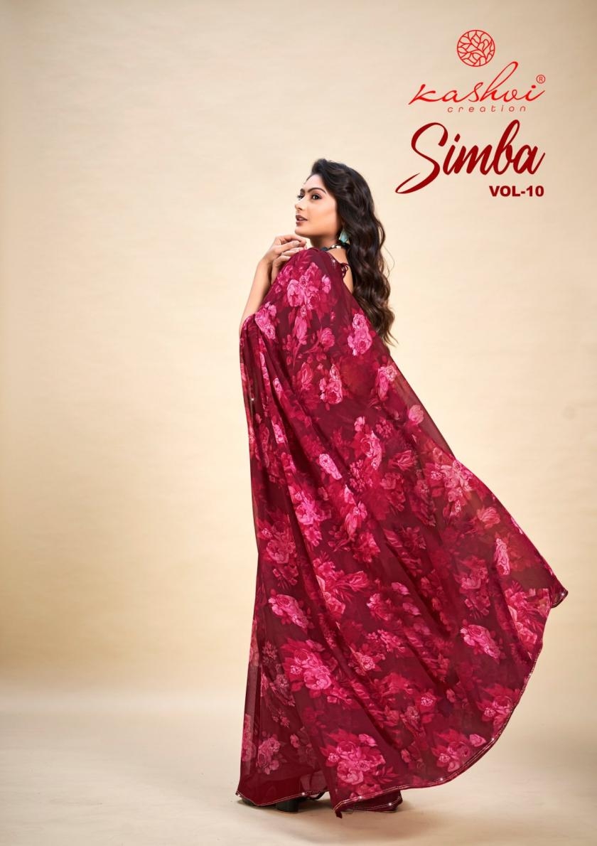 kashvi creation simba vol 10 series 1001-1008 georgette wholesale saree