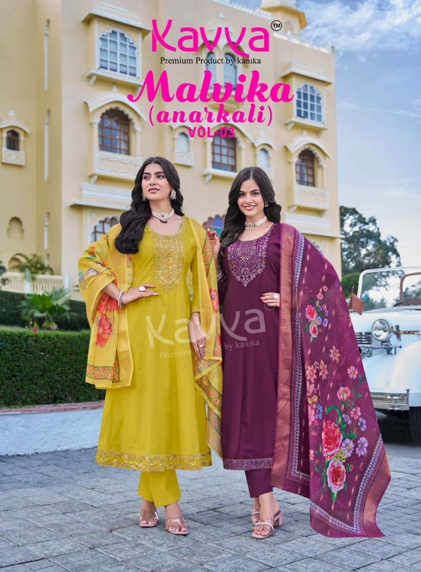 kavya malvika vol 3 series 3001-3010 roman silk readymade suit