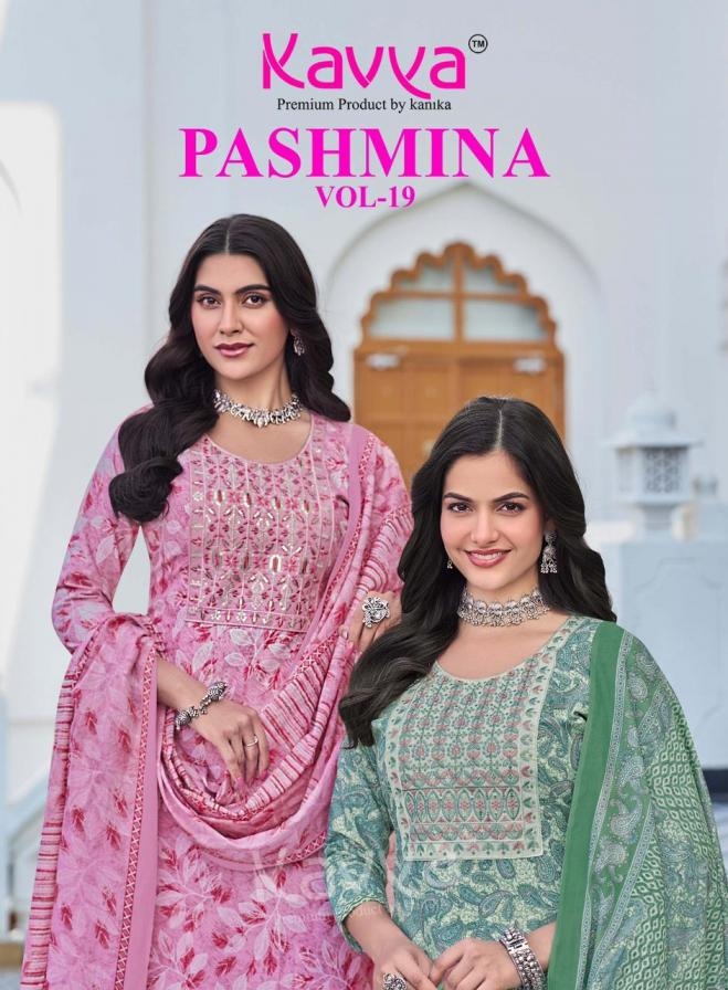 kavya pashmina vol 19 series 19001-19010 malaysian cotton wholesale readymade suit