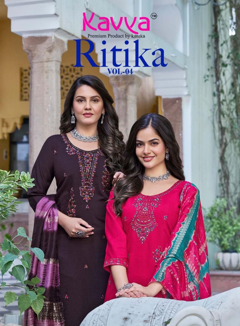 kavya ritika vol 4 series 4001-4010 Viscose Vetican readymade suit 