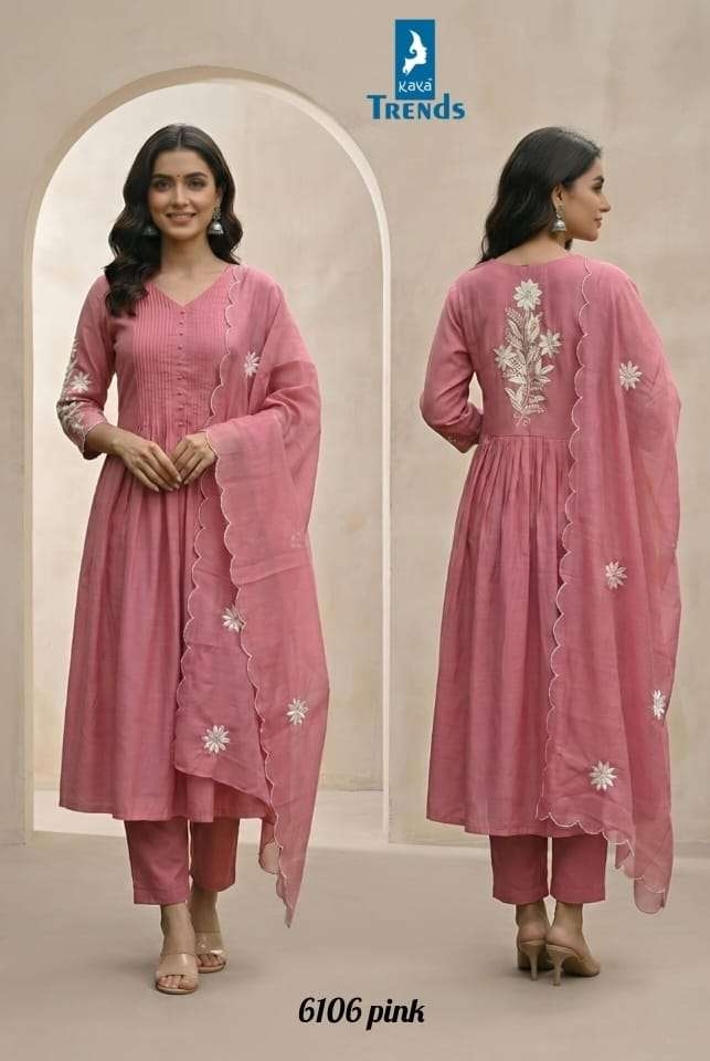 kaya 6106 pretty look mul chanderi anarkali readymade suit 