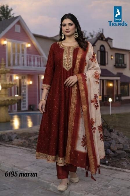 kaya 6195 vichitra silk anarkali style full stitch combo 3pcs dress