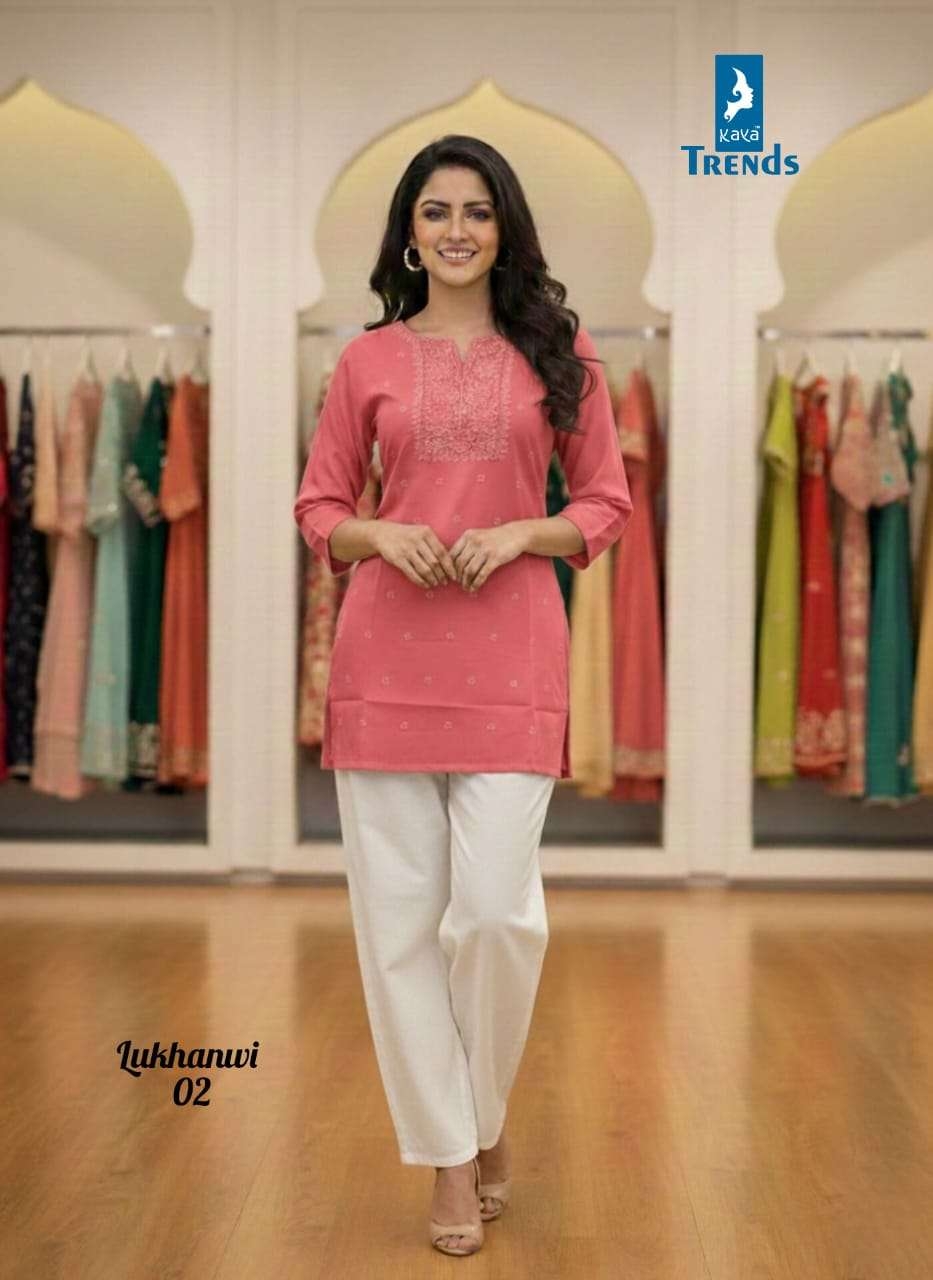 kaya lukhanwi series 01-06 rayon work wholesale kurti 