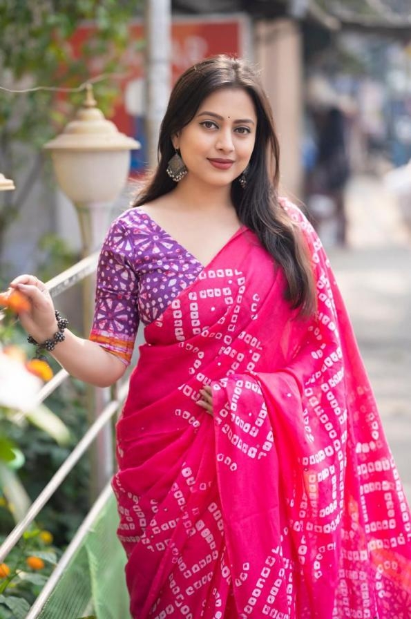 kc 786 chanderi hanblock bhandani printed sarees