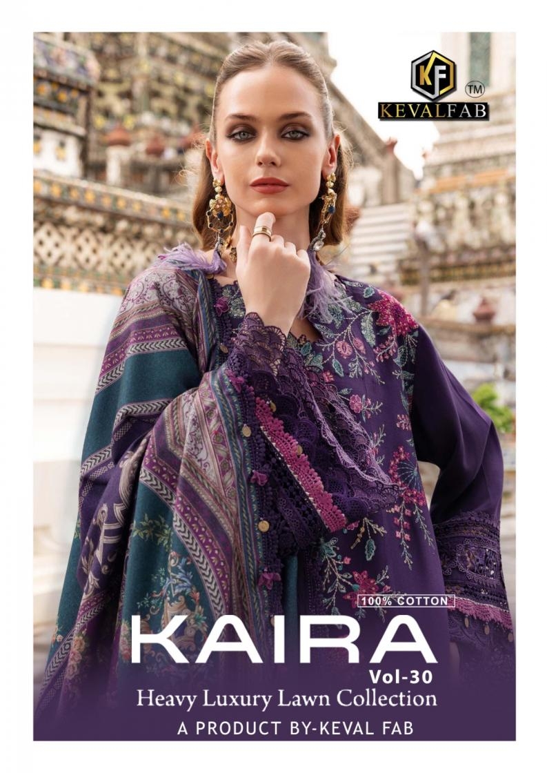 keval fab kaira vol 30 series 30001-30006 lawn cotton wholesale suit 