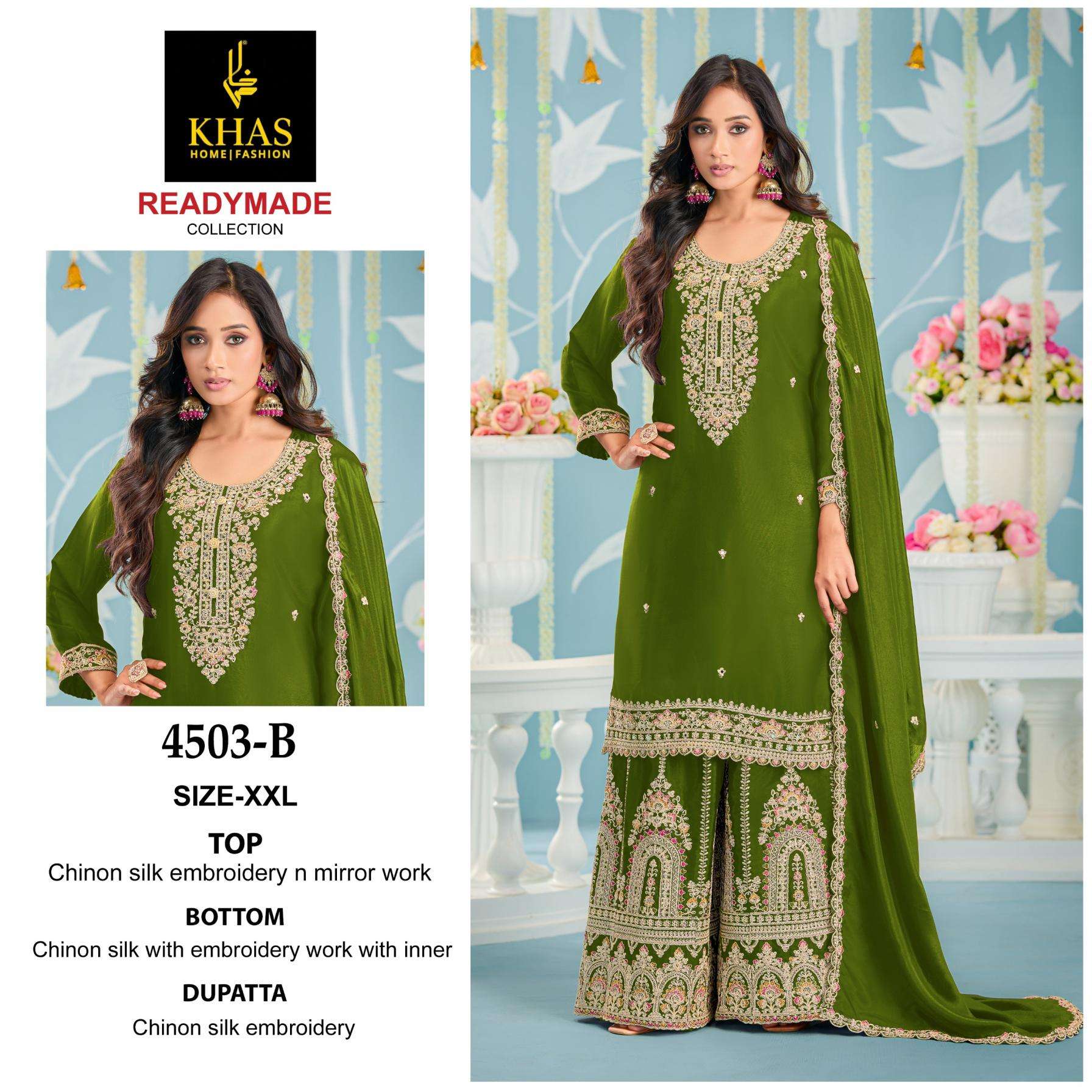 khas 4503 readymade chinon silk pakistani plazzo suits
