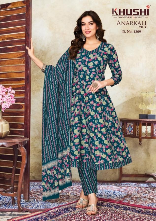 khushi fashion anarkali vol 3 series 1301-1310 130 gram pali readymade suit