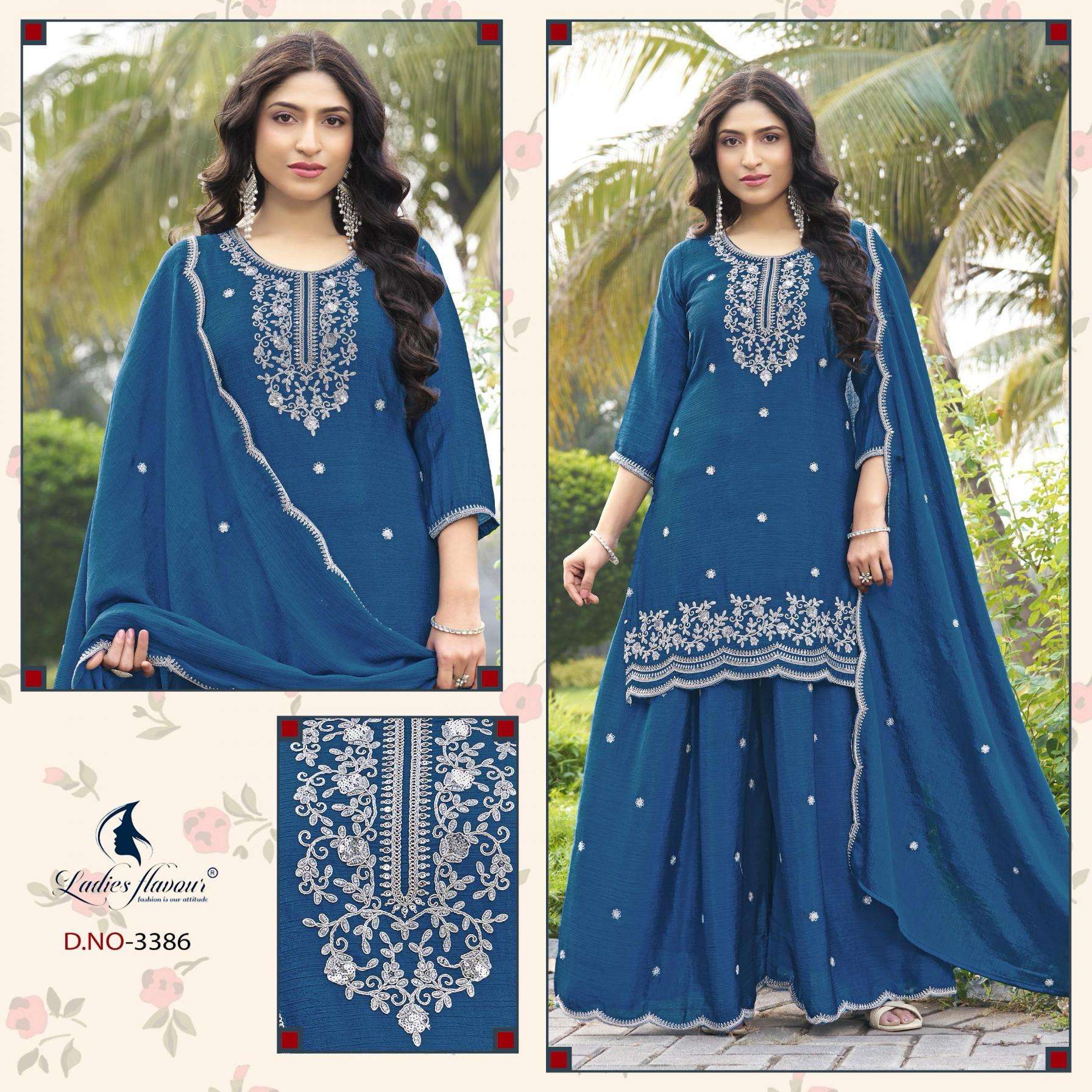 ladies flavour 3385-3387 chinon readymade suit