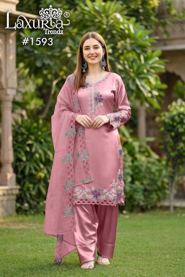 laxuria trendz 1593 satin pakistani readymade suit 