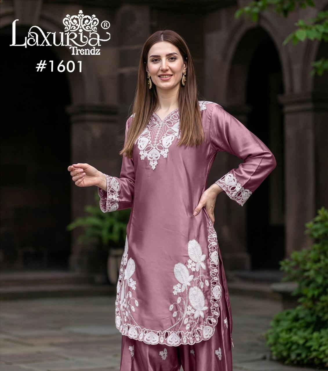 Laxuria Trendz 1601 Satin Tunic Classic Embroidery In Kurti 