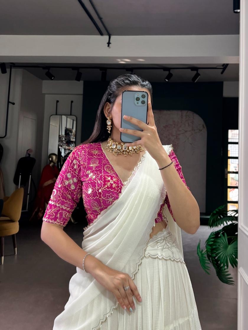 lnb1009 designer marbel gotta pati stitch lehenga & unstitch blouse