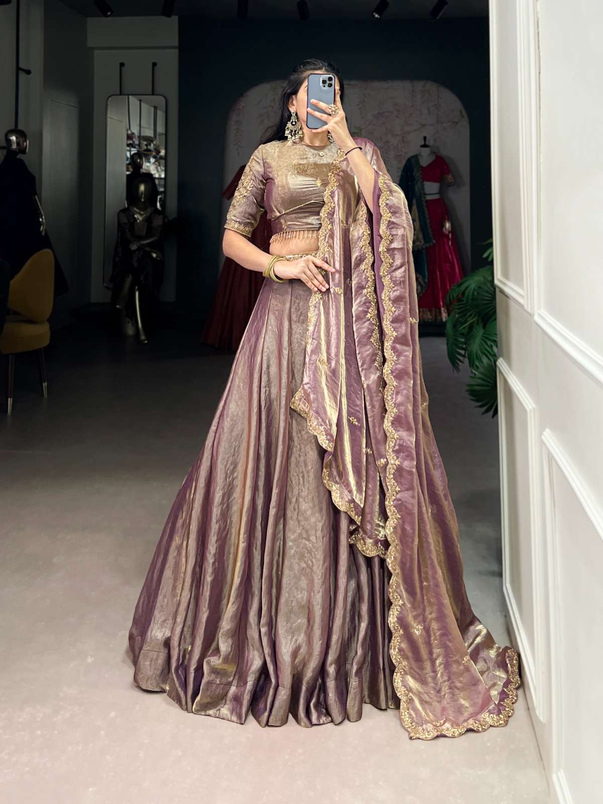 LNB1440LUV Fendi Sequins and Thread Embroidery Work Belt wholesale lehenga