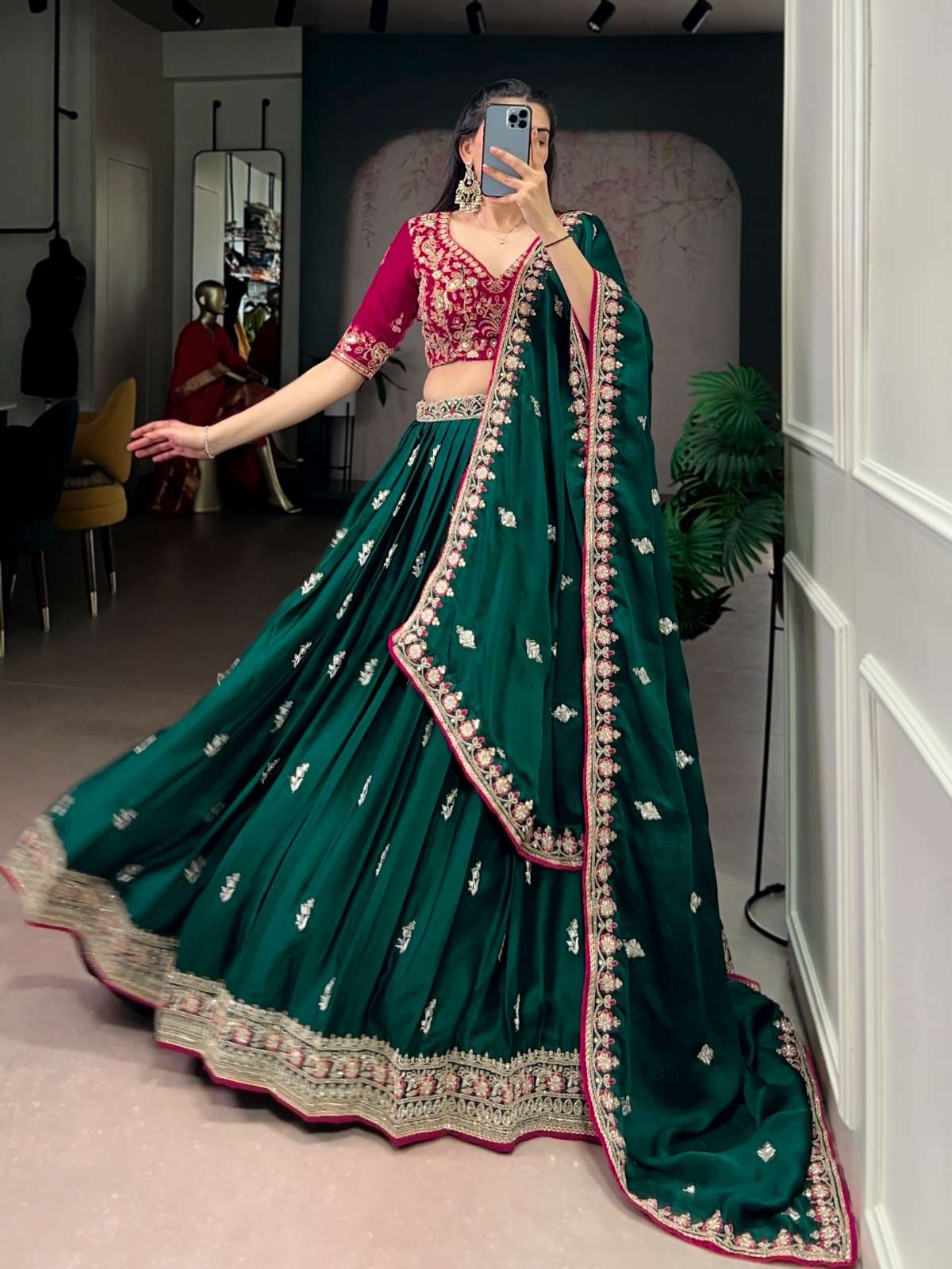 lnb1449 silk satin stitch lehenga unstitch choli with dupatta