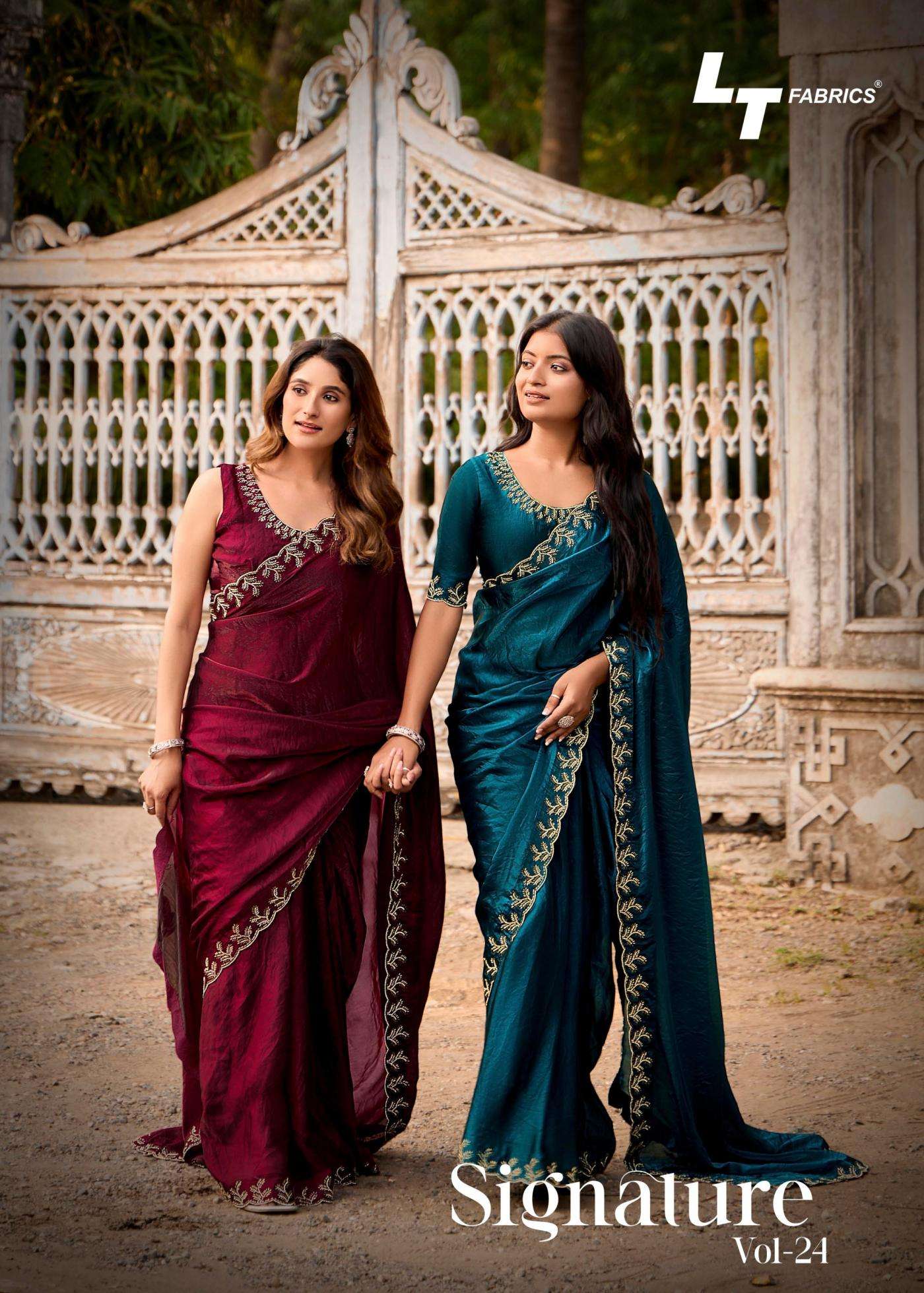 lt fashion signature vol 24 series 2401-2406 nylon glossy jacquard saree