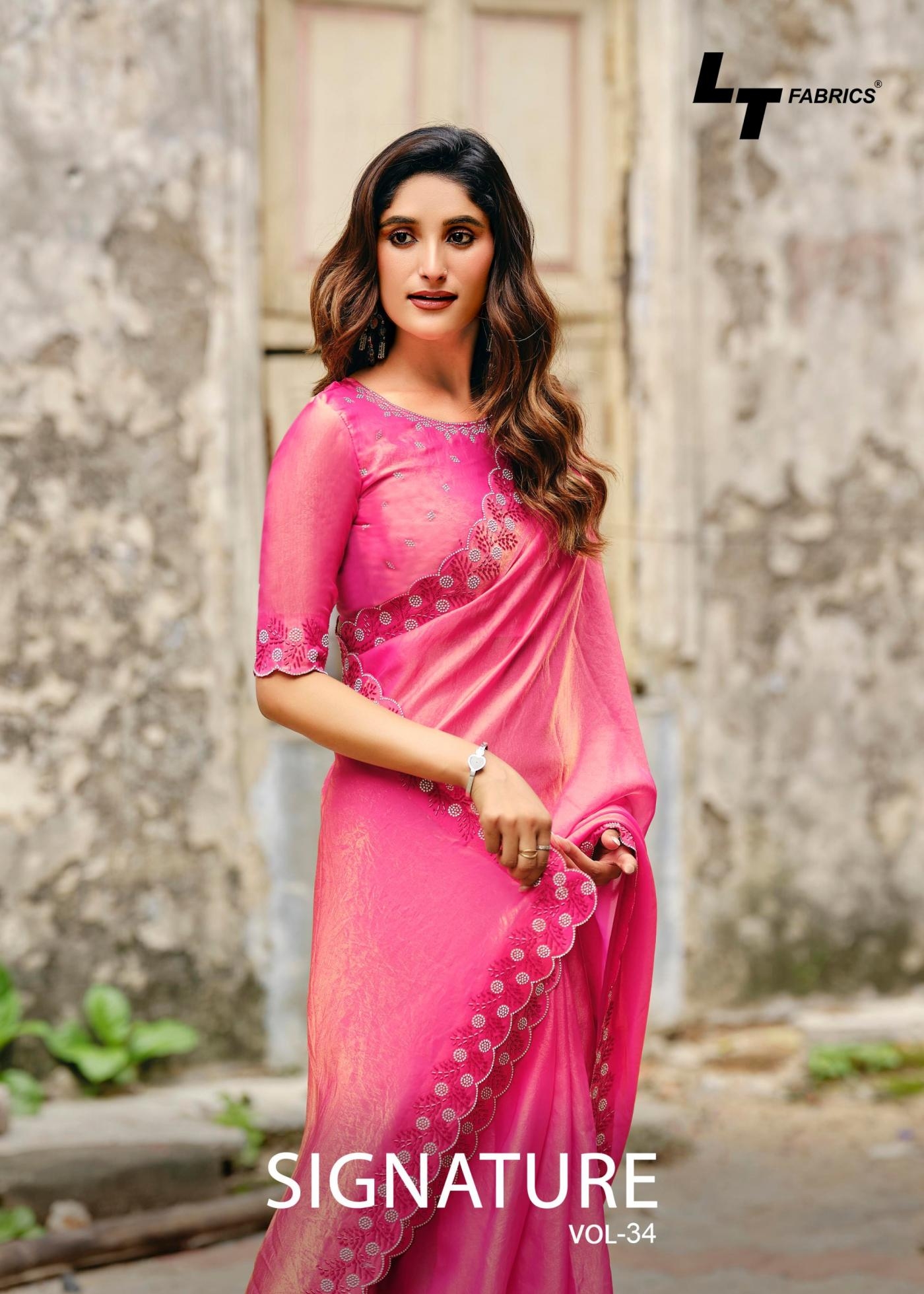 lt fashion signature vol 34 series 3401-3406 nylon glossy jacquard saree