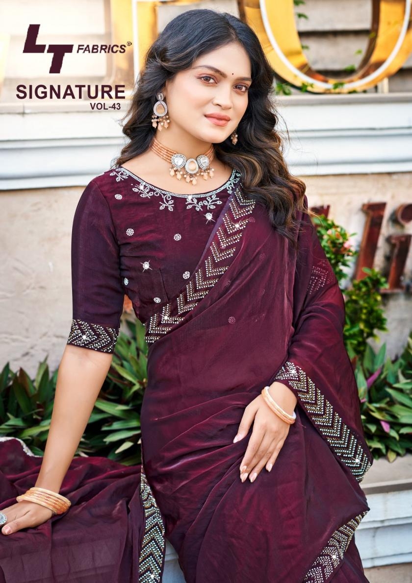 Lt fashion signature vol 43 nylon glossy jacquard wholesale saree