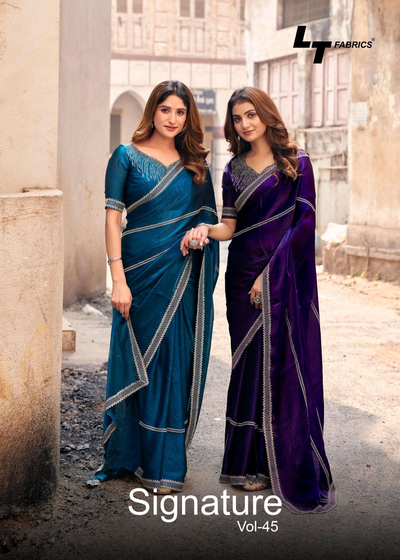Lt fashion signature vol 45 series 4501-4506 nylon glossy jacquard saree
