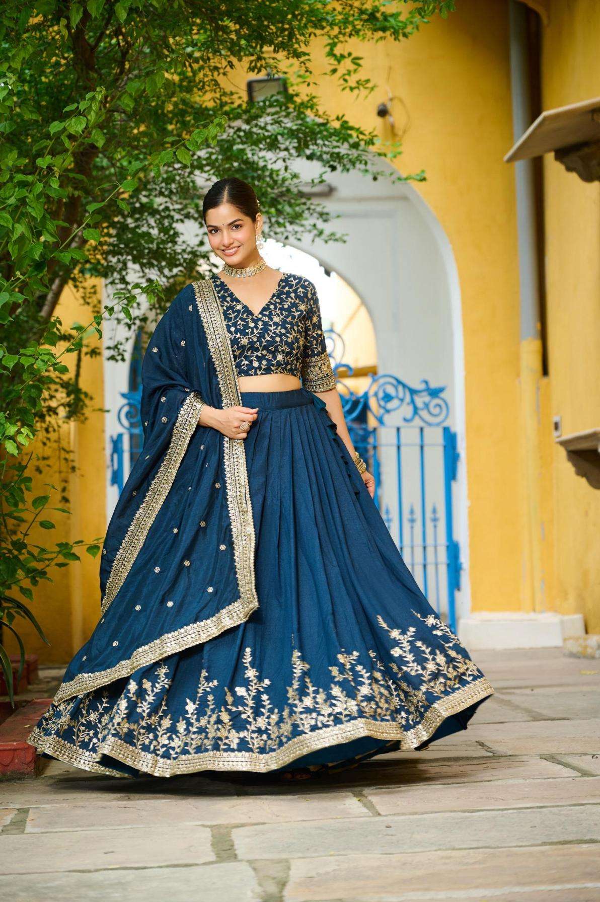 lw 7144 designer vichitra silk stitch lehenga unstitch blouse