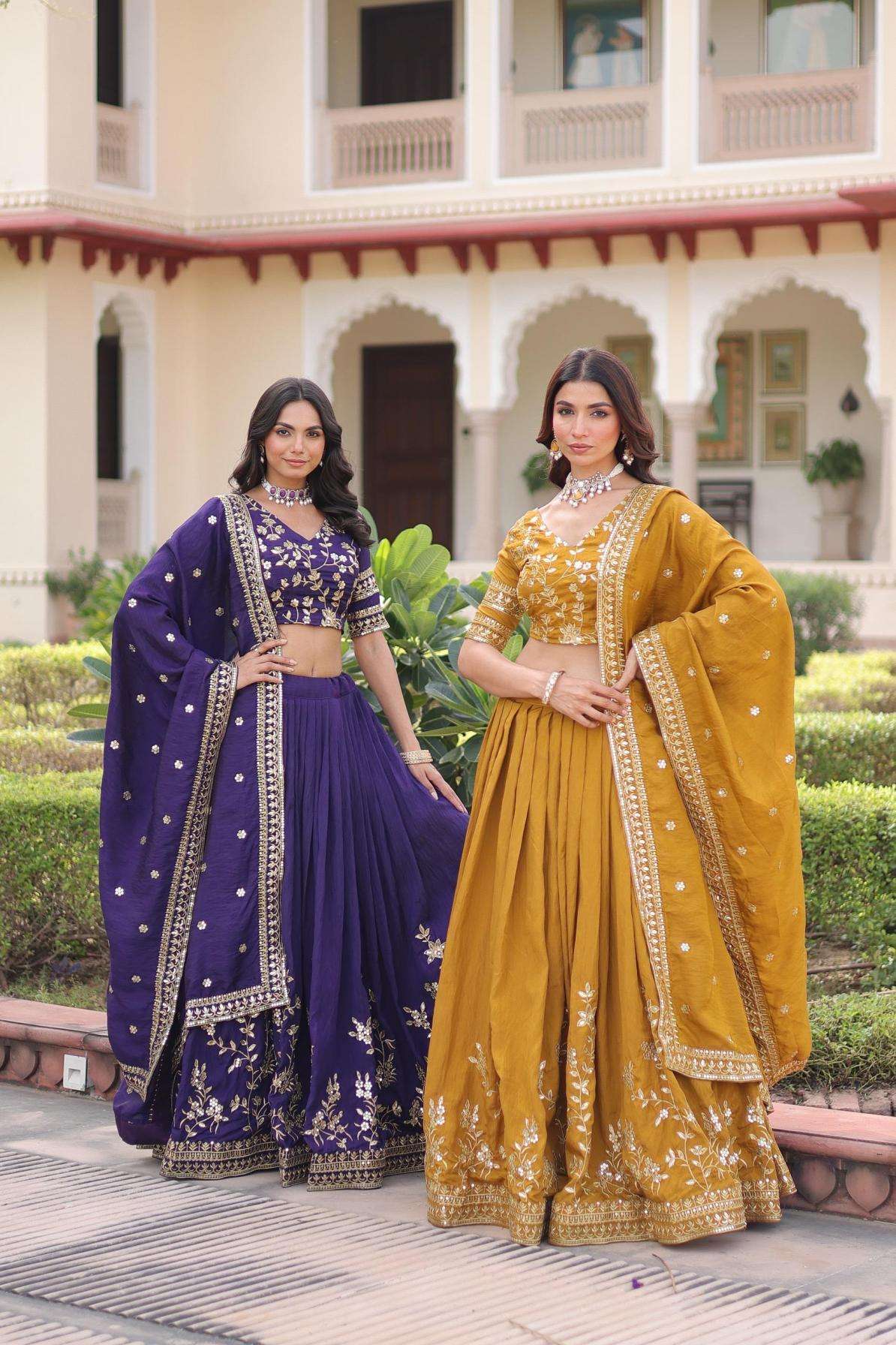 lw 7156 vichitra silk stitch lehenga unstitch choli with dupatta
