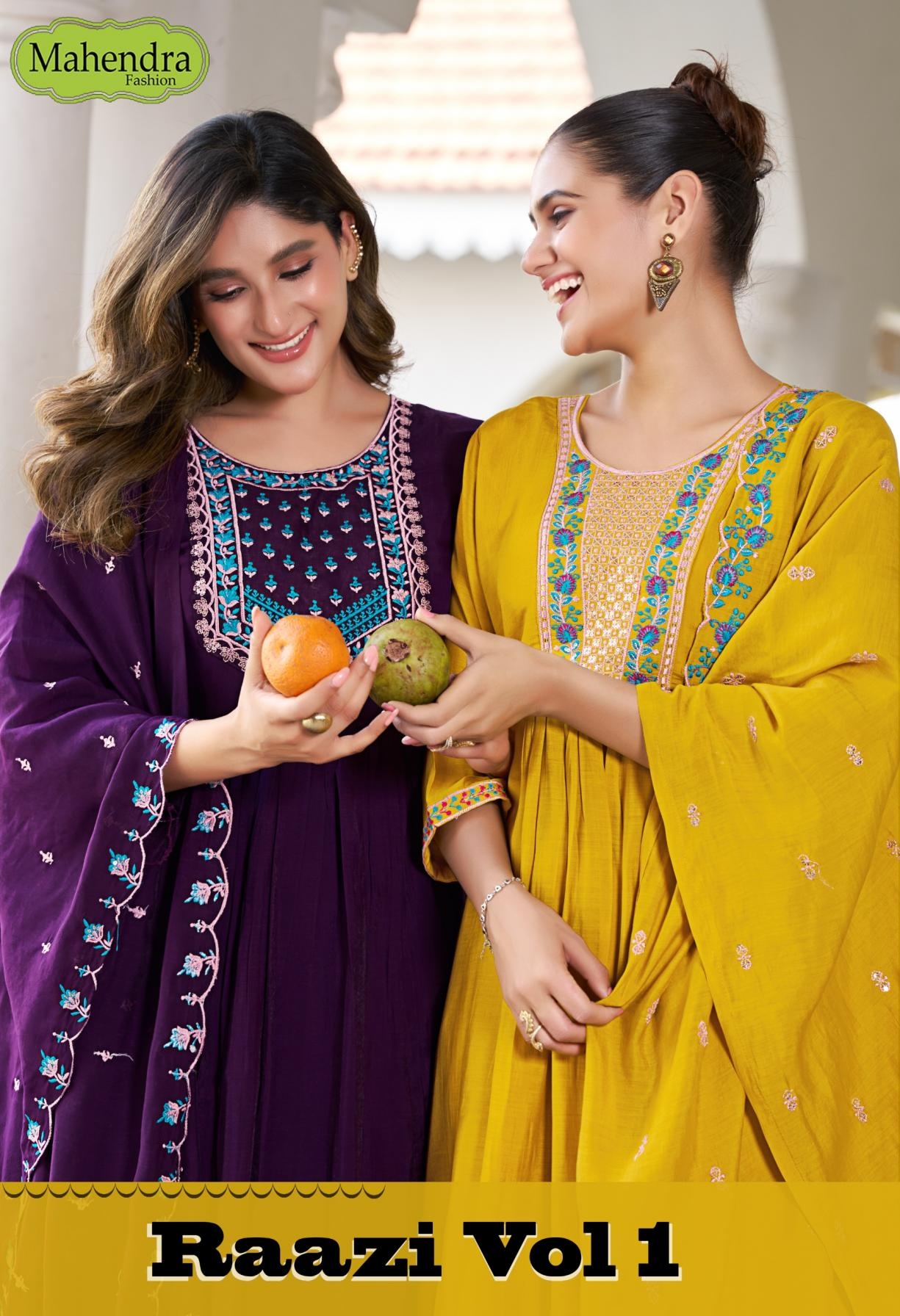 mahendra fashion raazi vol 1 series 1111-1118 mul chanderi readymade suit 