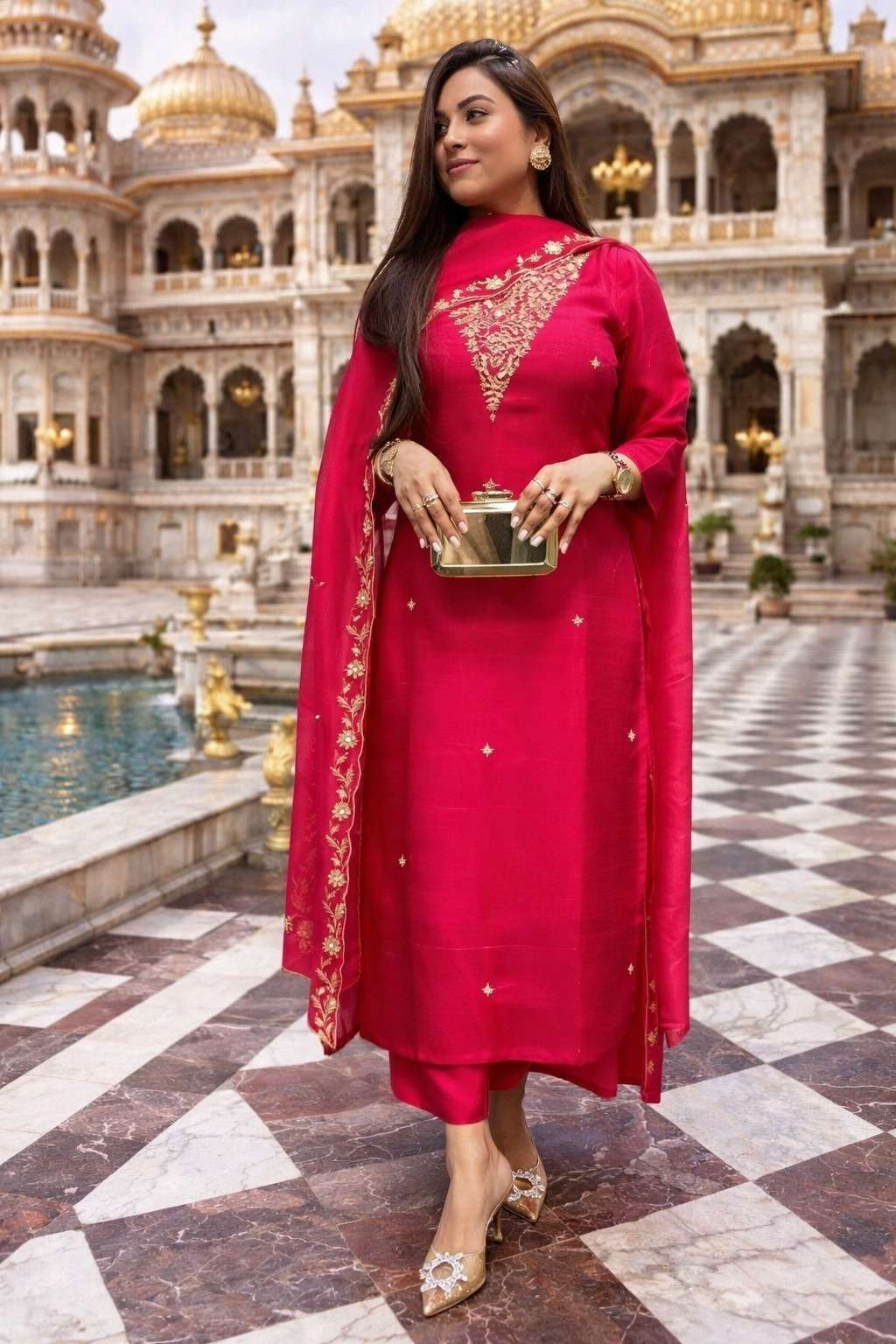 MAHI HIT VISCOSE CHANDERI WITH EMBROIDERY WORK readymade suit 