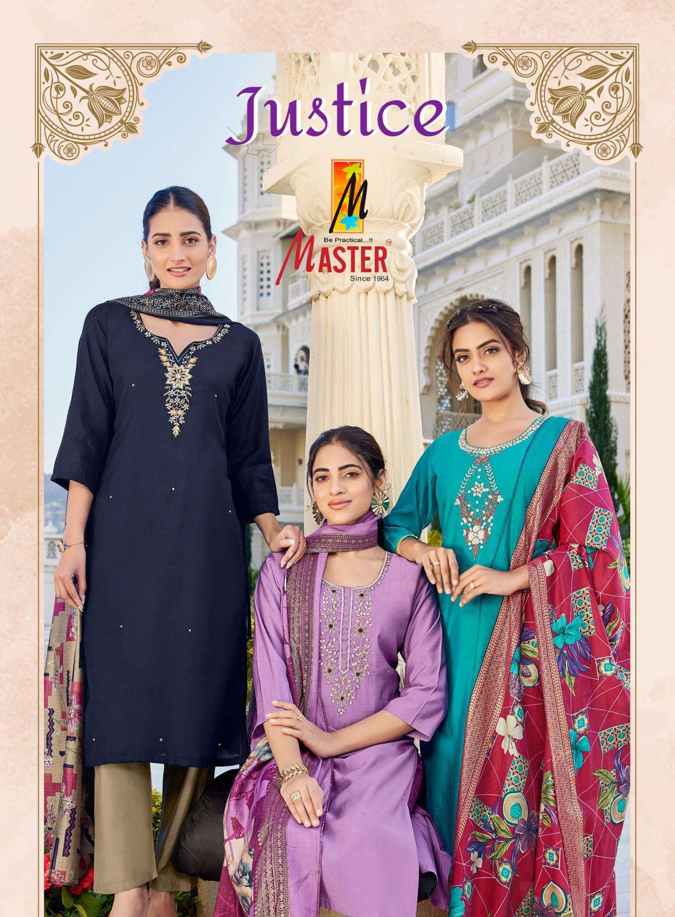 master justice series 1001-1010 roman silk readymade suit