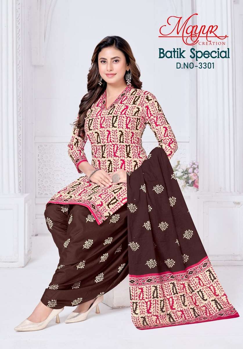 Mayur Batik Special Vol-33 series 3301-3310 Pure Cotton wholesale suit