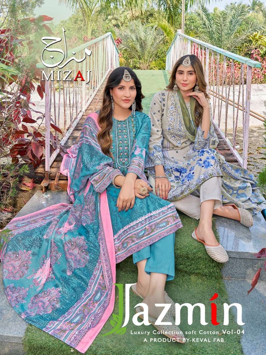 Mijaz Jazmin Vol-4 series 4001-4008 Premium Soft Cotton wholesale suit 
