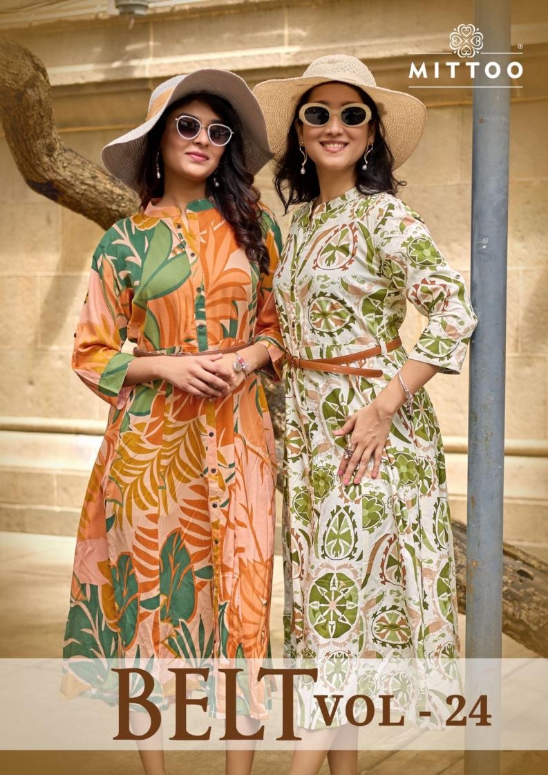 mittoo belt vol 24 series 1461-1466 Rayon Print long kurti