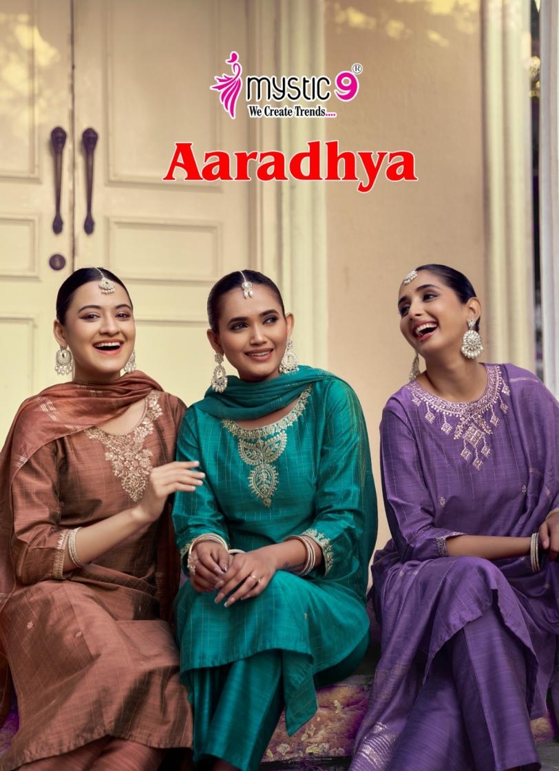 mystic9 aaradhya vol 1 series 1001-1008 banglore silk readymade suit 