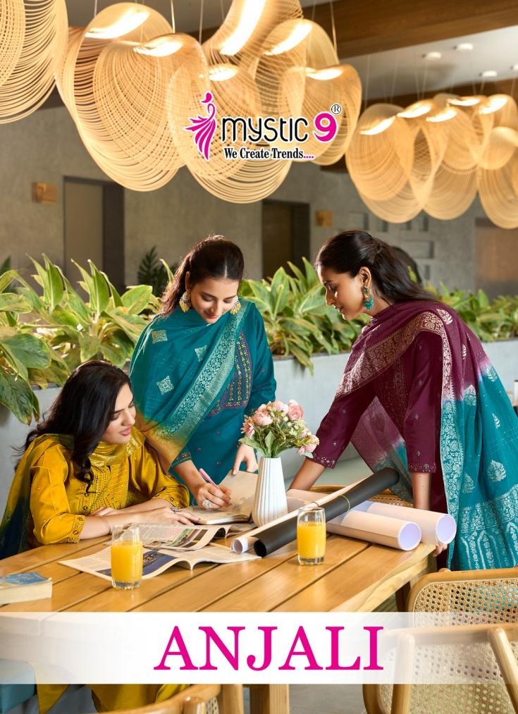 mystic9 anjali vol 1 series 1001-1008 gadhval dobby readymade suit 