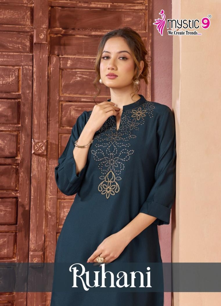 mystic9 ruhani vol 1 series 1001-1010 dyed berlin kurti with bottom