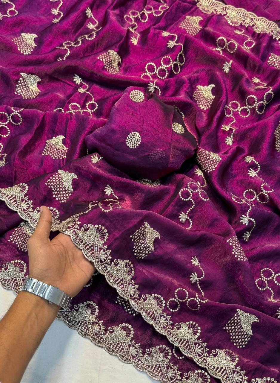 New Arrivals-265 Space Silk Saree With Fancy Multi Thread