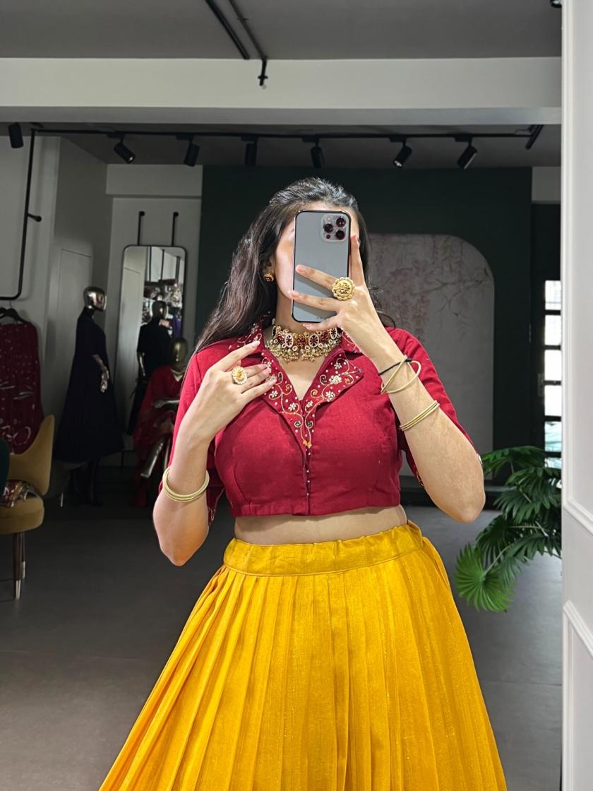 nnk1135 half saree fully stitch poly cotton chaniya choli online