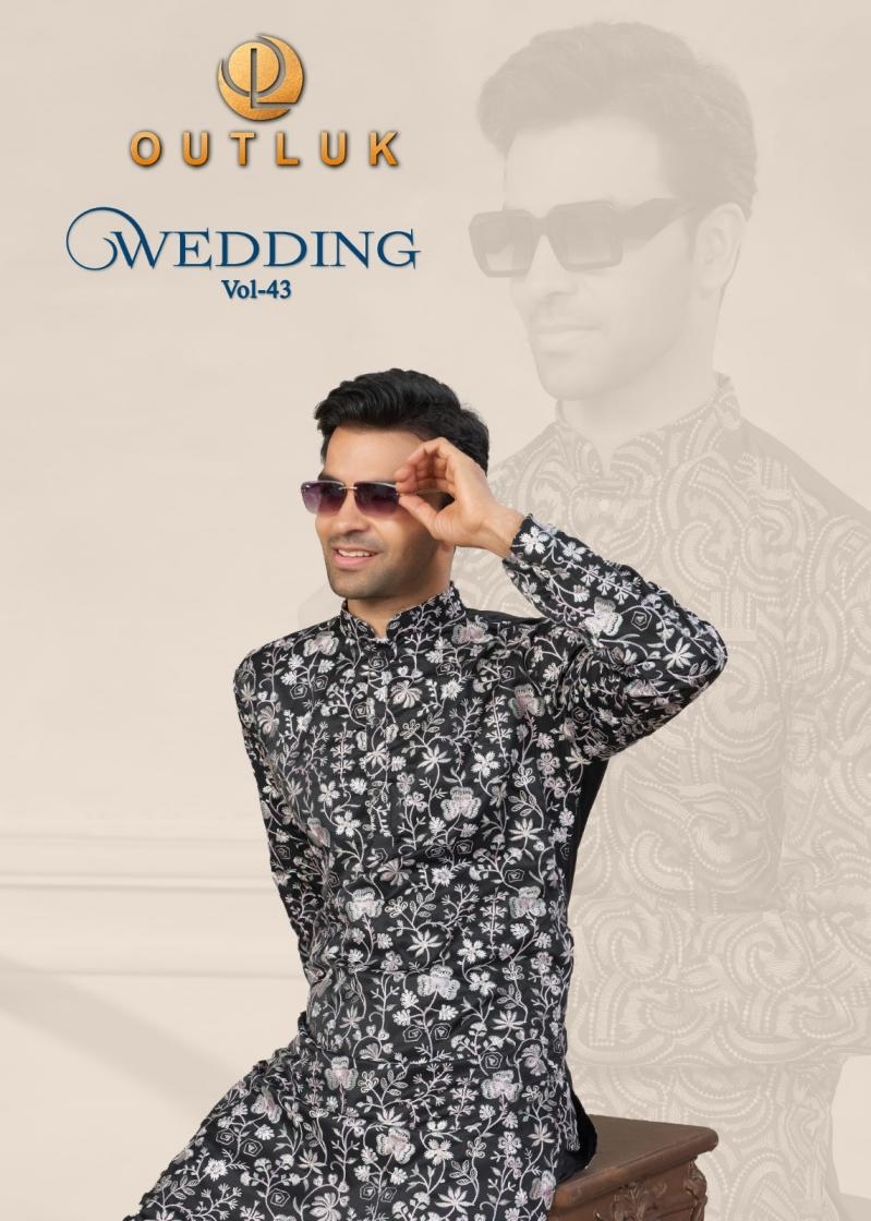 outluk wedding vol 43 series 43001-43006 pure silk mens kurta online