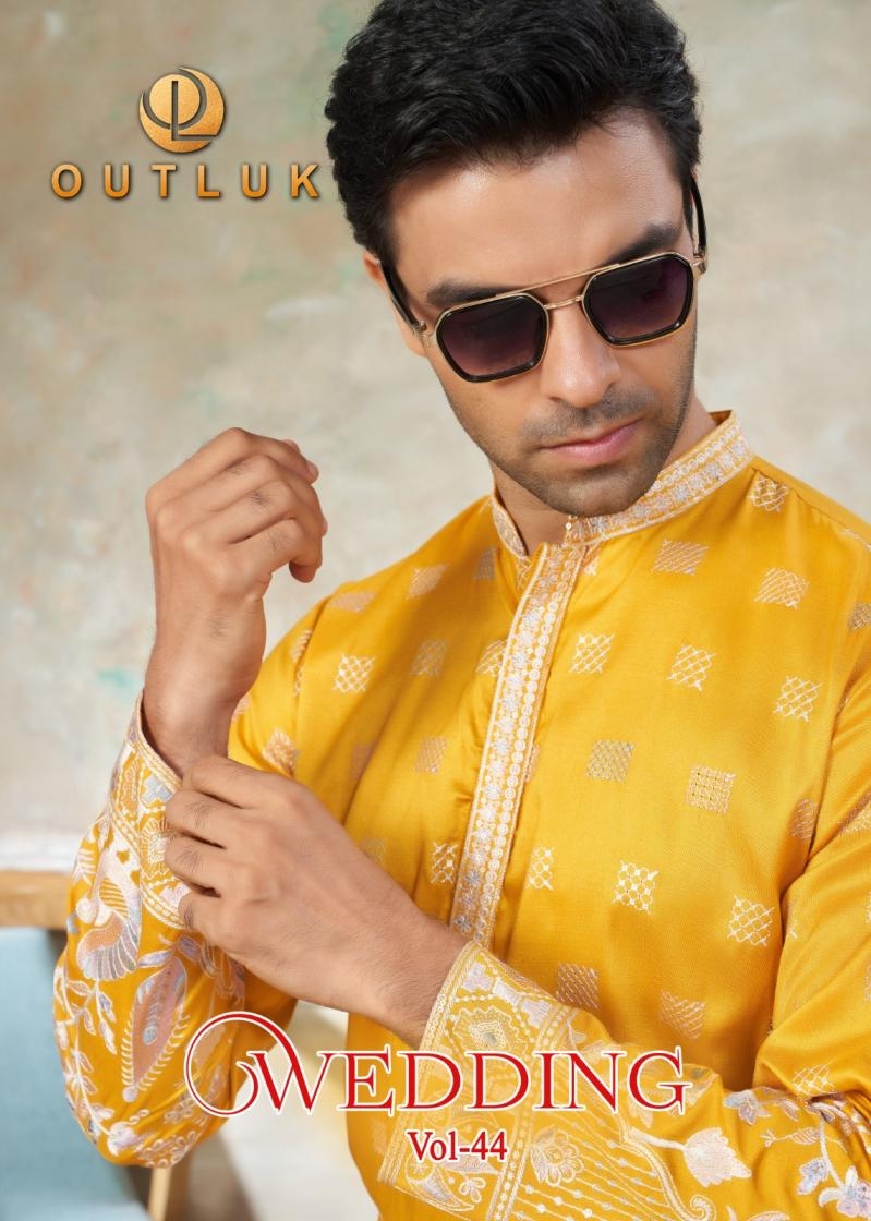outluk wedding vol 44 series 44001-44006 pure silk mens kurta