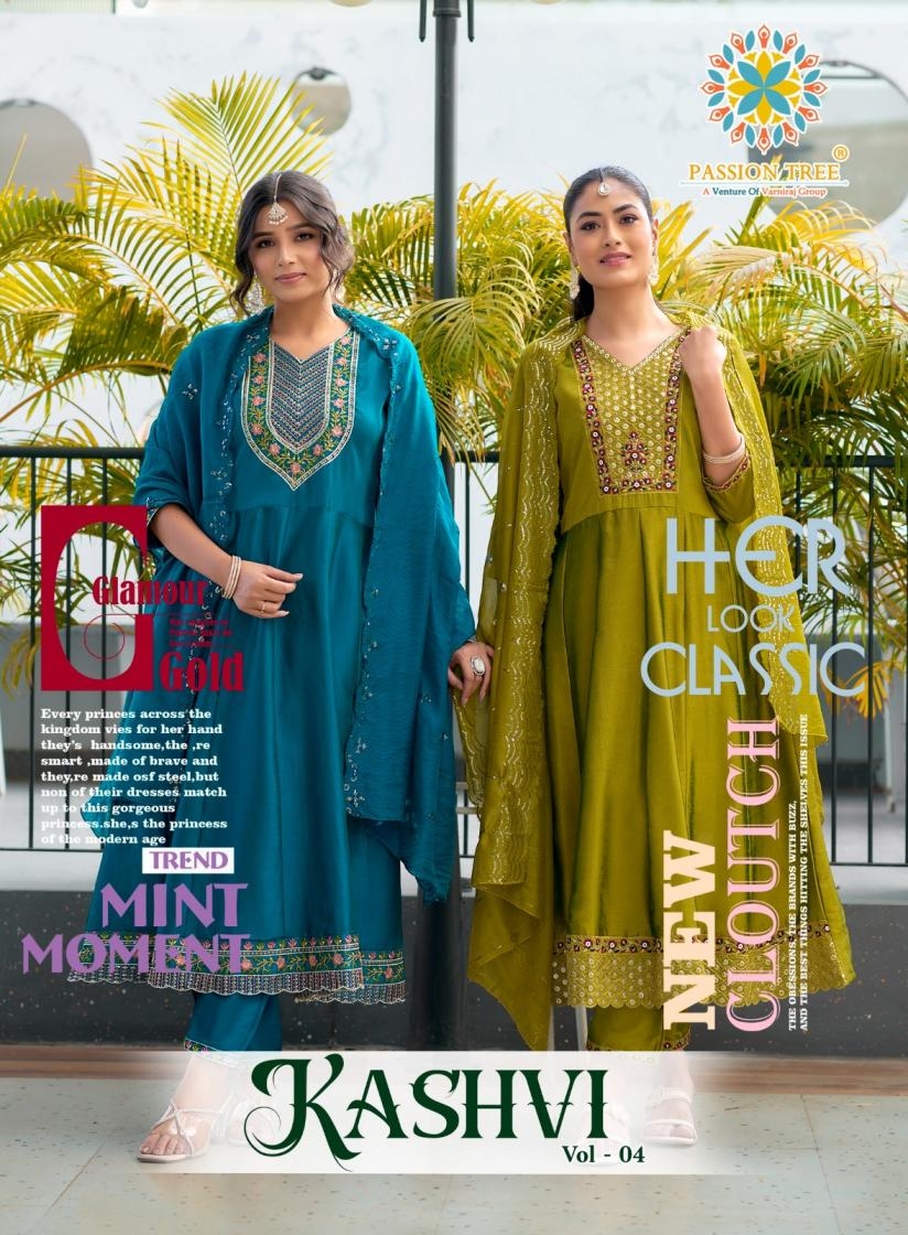 passion tree kashvi vol 4 series 4001-4008 vichitra silk readymade suit
