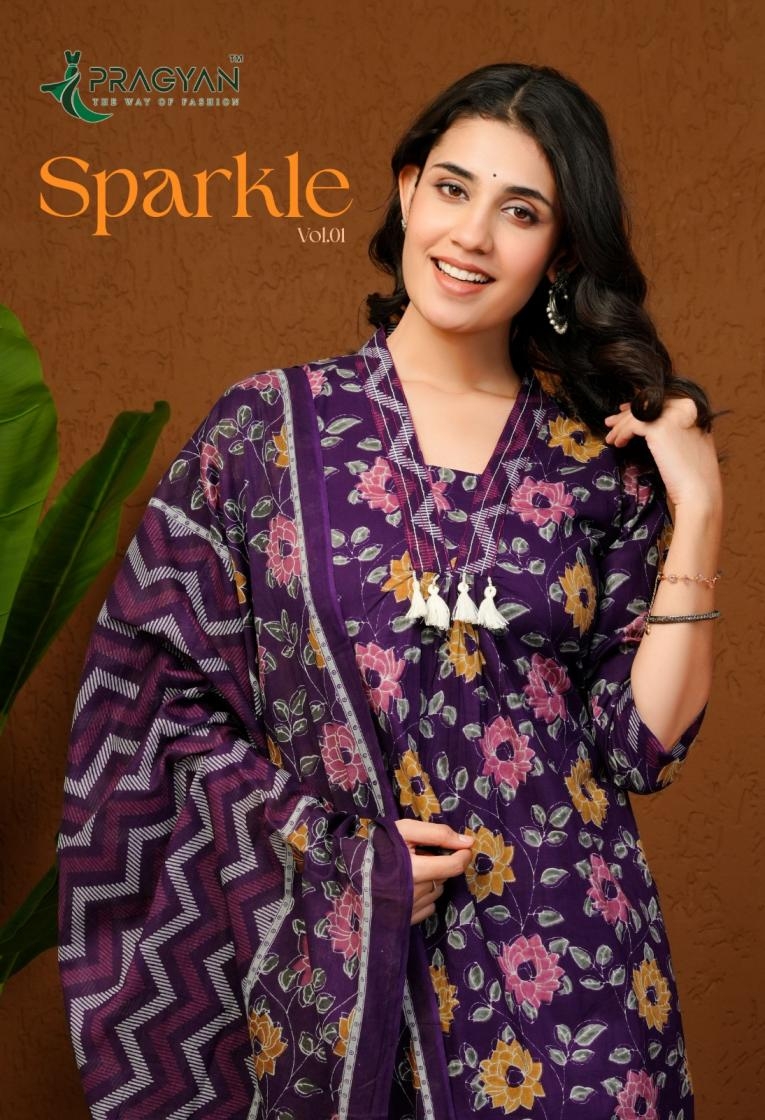 pragyan sparkle vol 1 series 1001-1006 cotton readymade suit 