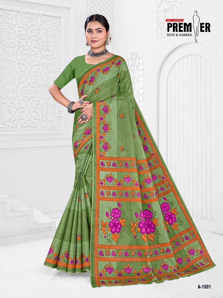 Premier Dhurandhar series 1001-1015 Pure Cotton wholesale saree