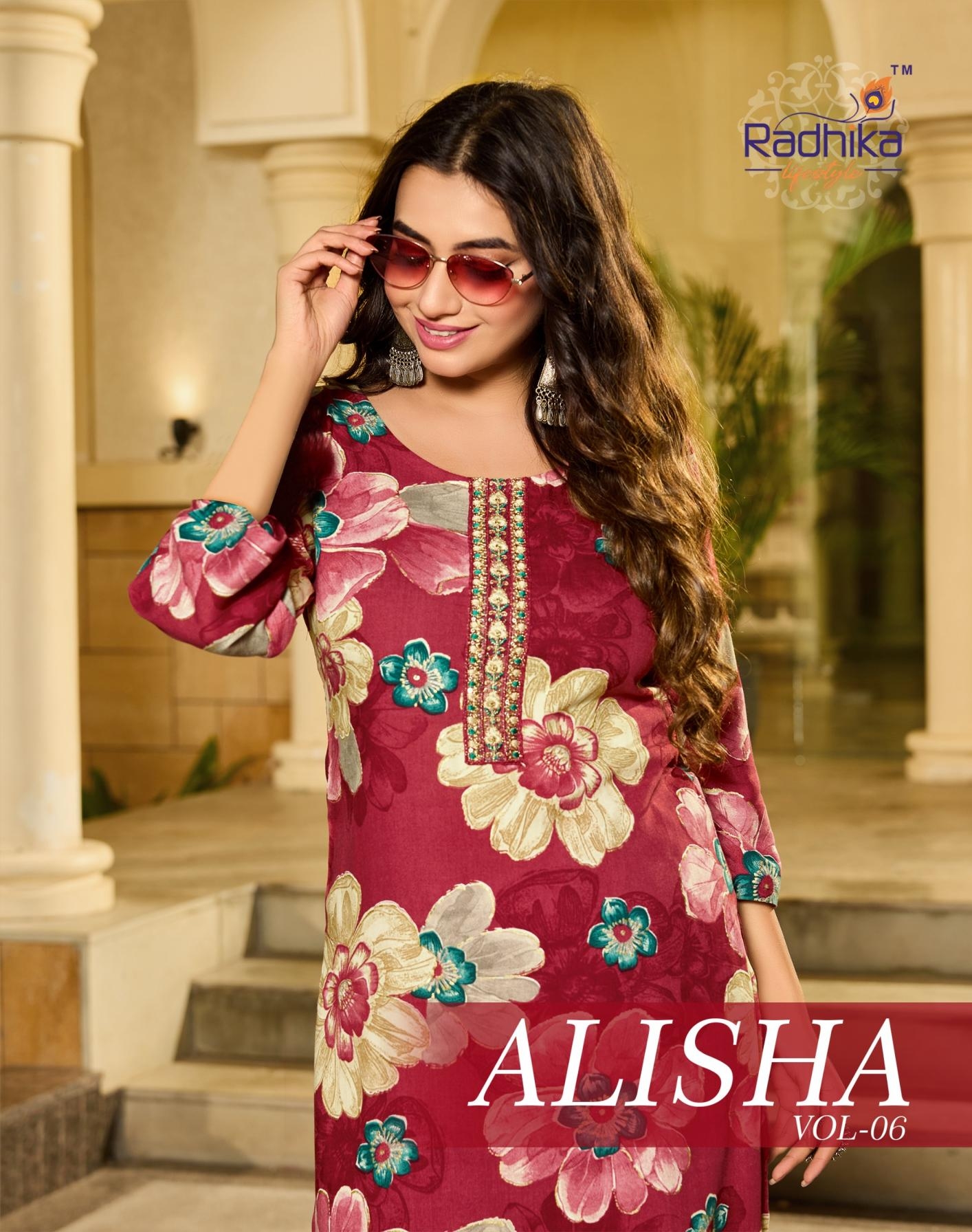 radhika lifestyle alisha vol 6 series 1001-1008 LIVA APPROVED REYON wholesale kurti 