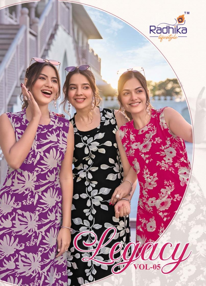 radhika lifestyle legacy vol 5 series 5001-5008 rayon readymade suit 