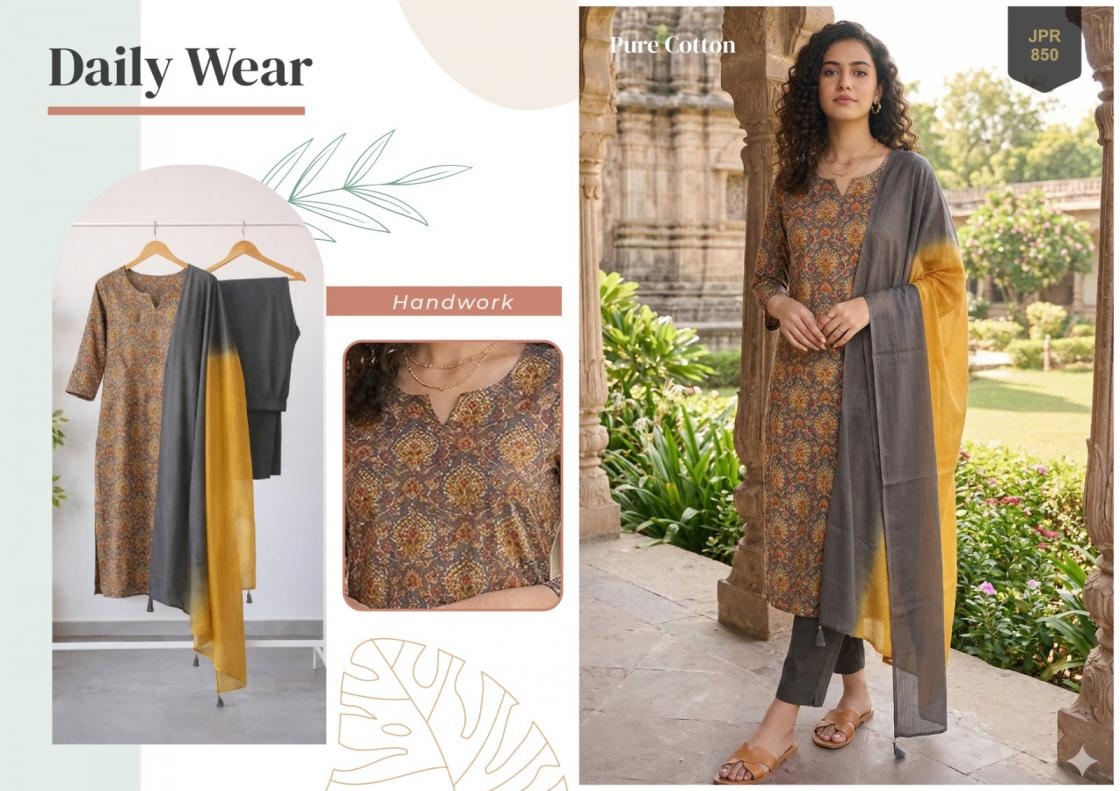 rajnandini navya Pure Cambric Cotton printed kurta Set with work in Jaipuri prints