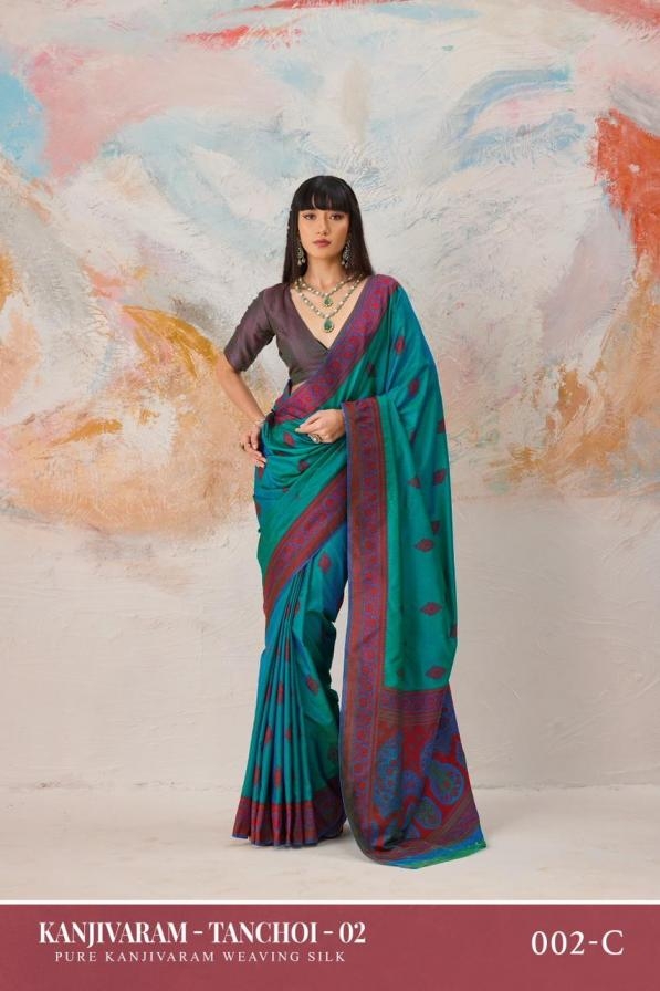 rajtex kanjivaram tanchoi vol 2 series 002 weaving silk wholesale saree
