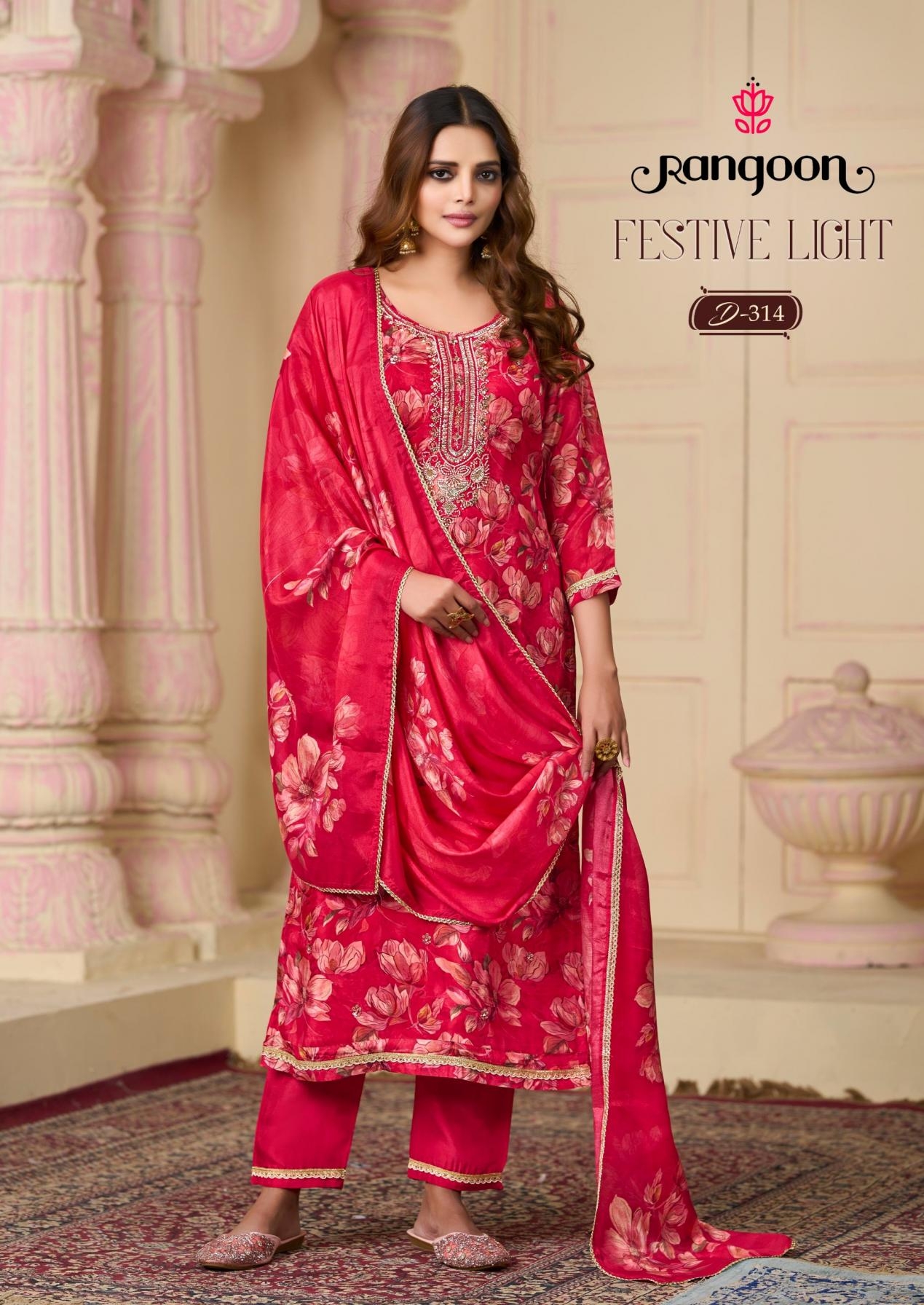 rangoon festive light series 311-314 viscose glass readymade suit