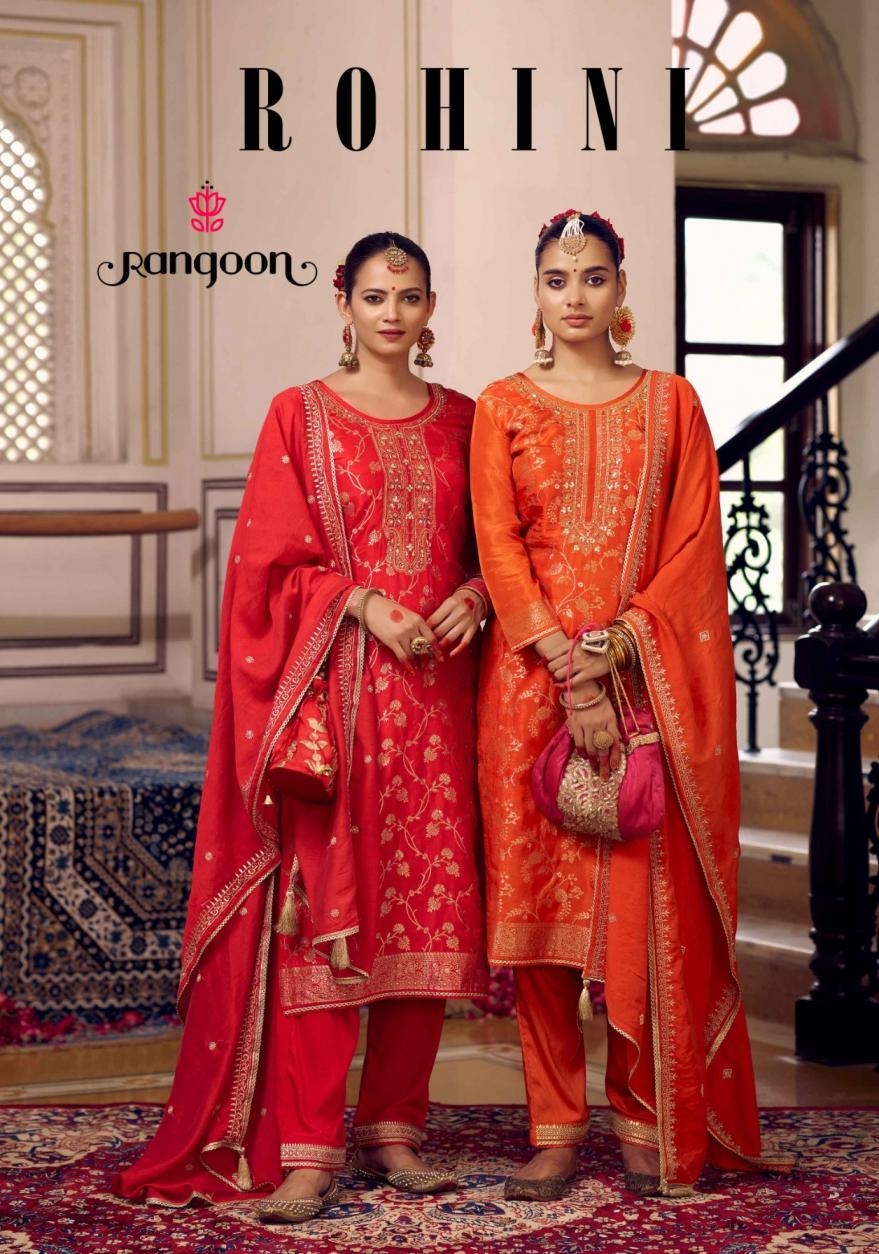 rangoon rohini series 10061-10064 dola russian jacquard readymade suit 