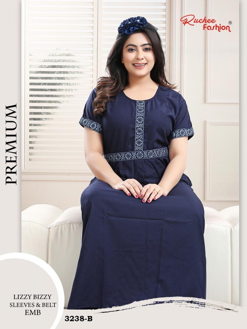 ruchee fashion lizzy bizzy readymade plain fancy 3236-3239 nighty for womens