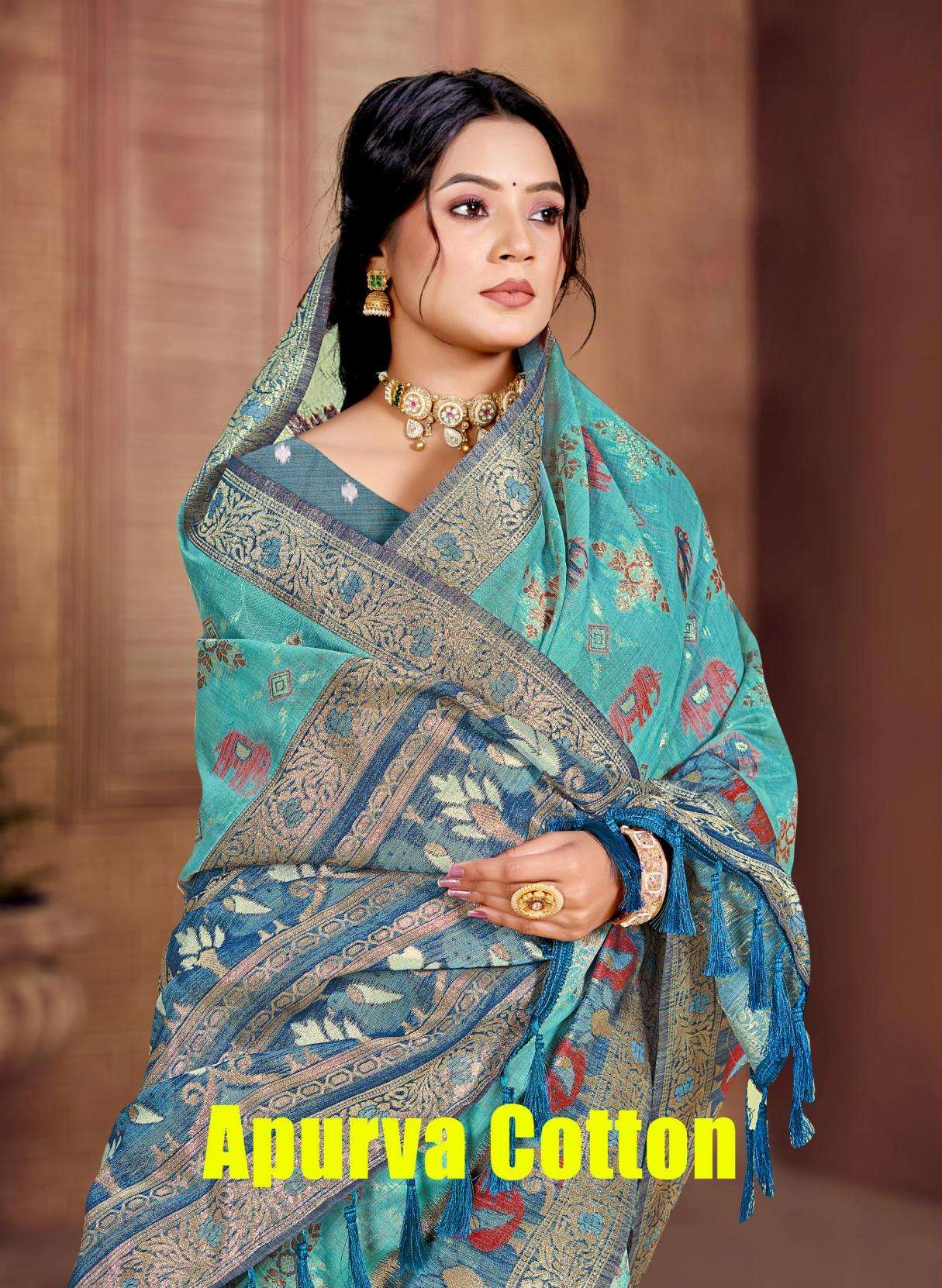 Sangam Prints Bunawat - Apurva Cotton series 1001-1004 Cotton Silk wholesale saree