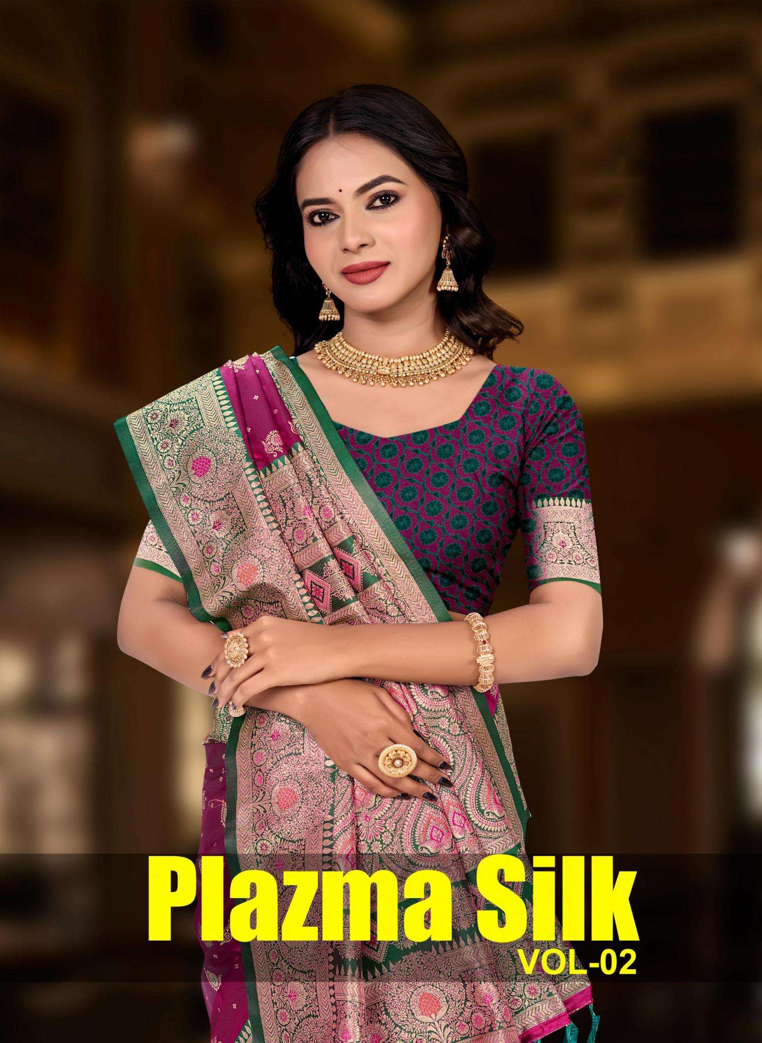 Sangam Prints Bunawat - Plazma Silk Vol-02 series 1001-1004 Silk Woven Work saree