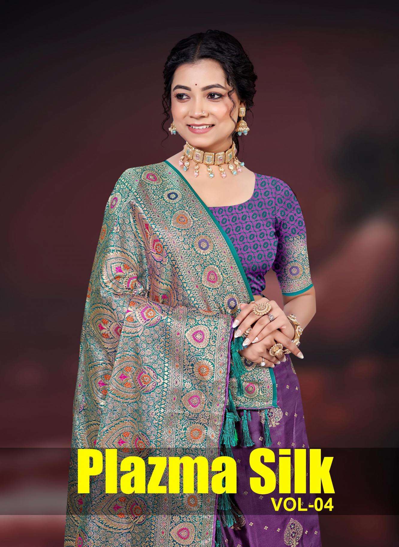 Sangam Prints Bunawat - Plazma Silk Vol-04 series 1001-1004 Silk Woven Work saree