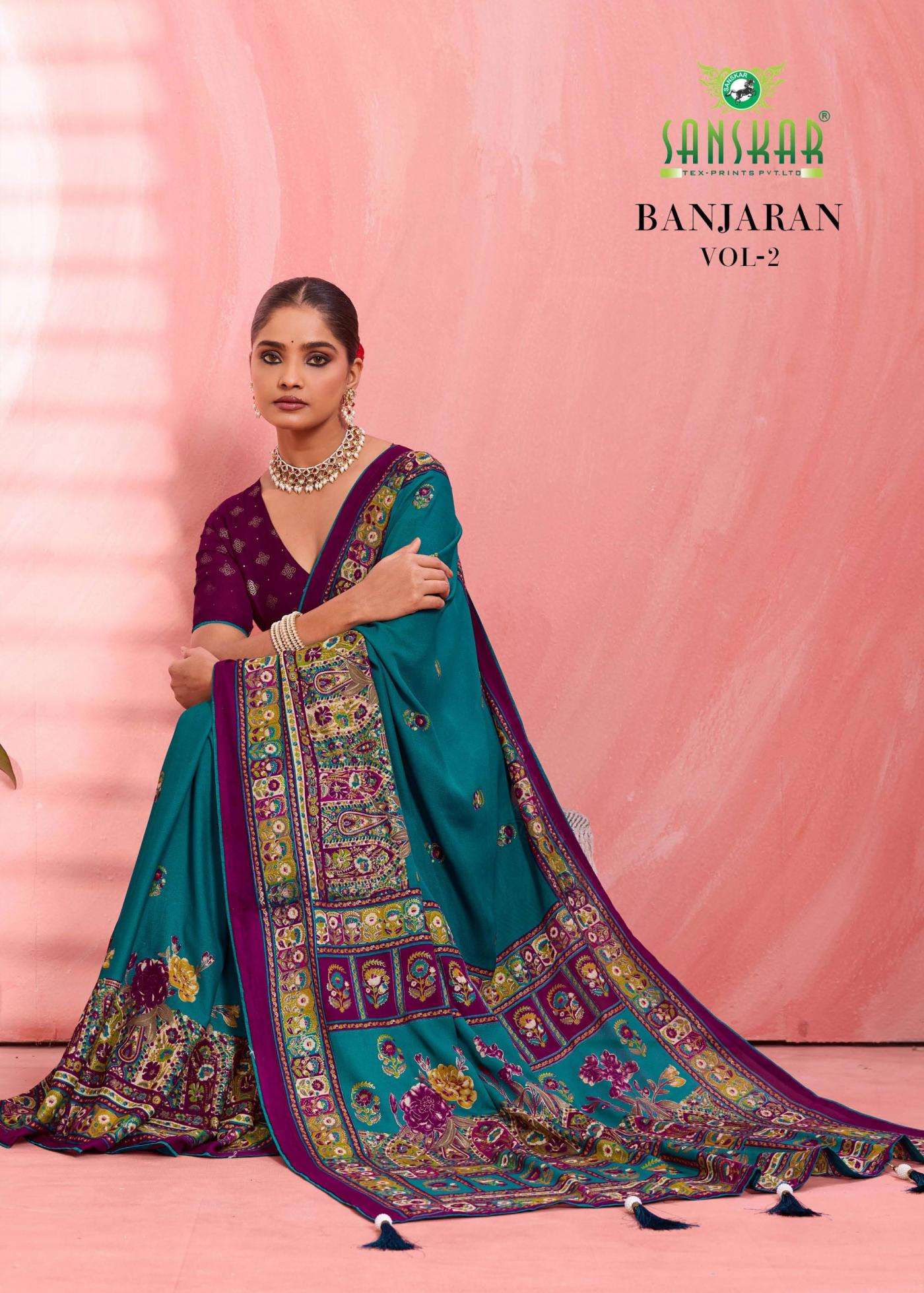 sanskar tex banjaran vol 2 series 58007-58012 Dull Moss wholesale saree
